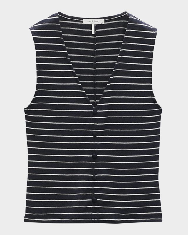 The Knit Stripe Button-Front Tank Top